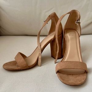 Nude Suede Ankle Strap Heels Size 9.5